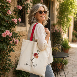Tote Bag Roses Florales Aquarelle Positive Anniversaire 60