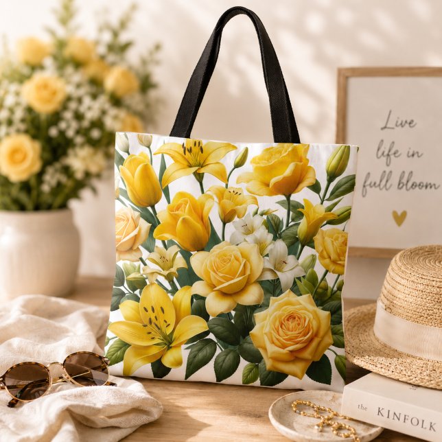 Tote Bag Roses jaunes lis  (Créateur téléchargé)