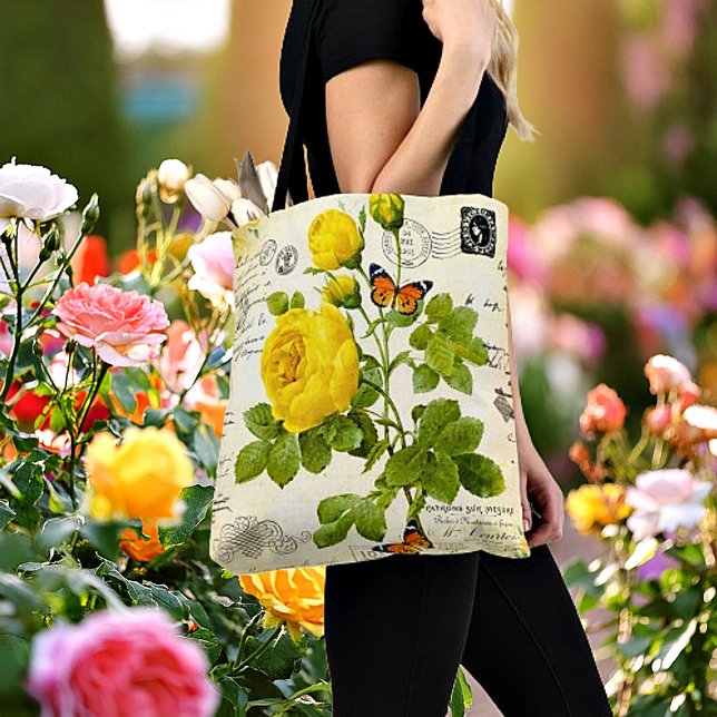 Tote Bag Roses jaunes vintage (Créateur téléchargé)