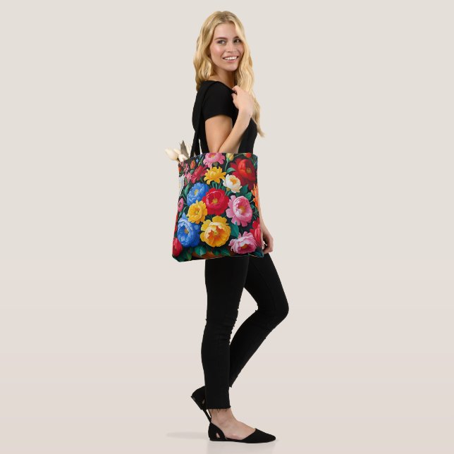 Tote Bag Roses lumineuses et colorées (Sur le modèle)
