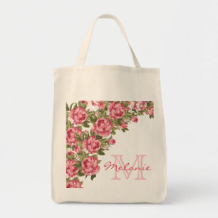 Tote Bag Roses roses vintages rose pâle Nom des pivoines, m