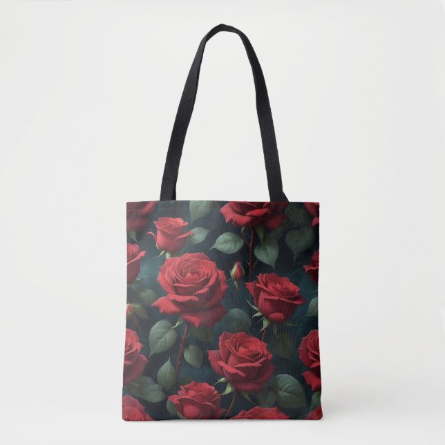 Tote Bag Roses Rouge Foncé  (Devant)