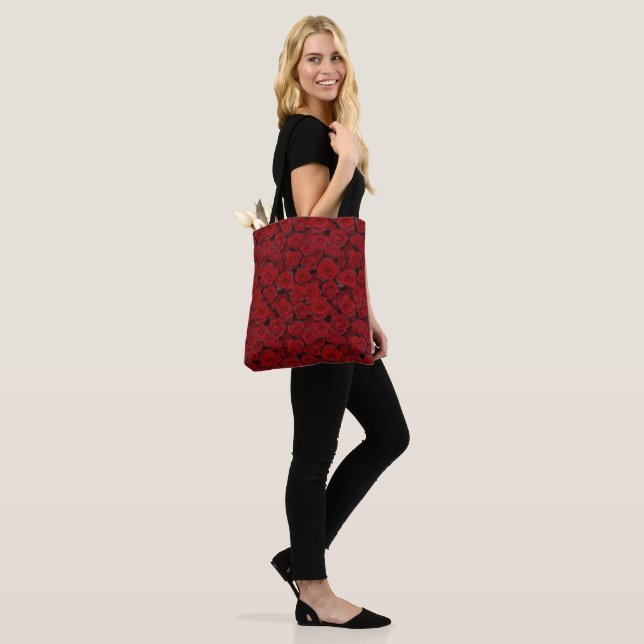 Tote Bag Roses rouges brillantes (Sur le modèle)