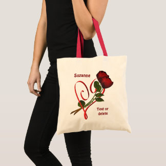 Tote Bag Roses rouges Coeur rouge Personnalisé