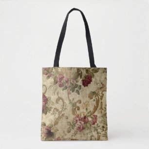 Tote Bag Roses rouges et roses victoriennes et rouleaux d'o