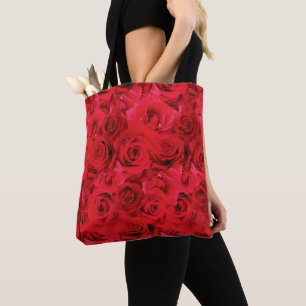 Tote Bag Roses rouges répétition motif floral