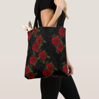 Tote Bag Roses rouges sur un arrière - plan noir