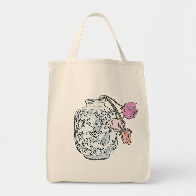 Tote Bag Roses sauvages dans un vase Fourre-tout réutilisab (Devant)