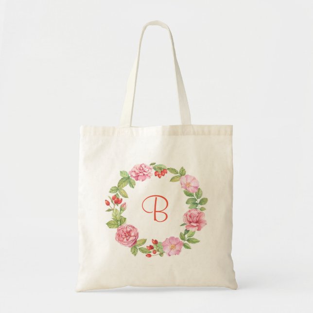 Tote Bag roses sauvages roses et cynorhodons blush personna (Devant)