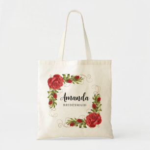 Tote Bag Roses Turques Rouges Mignonnes Minimal Mariage Dem