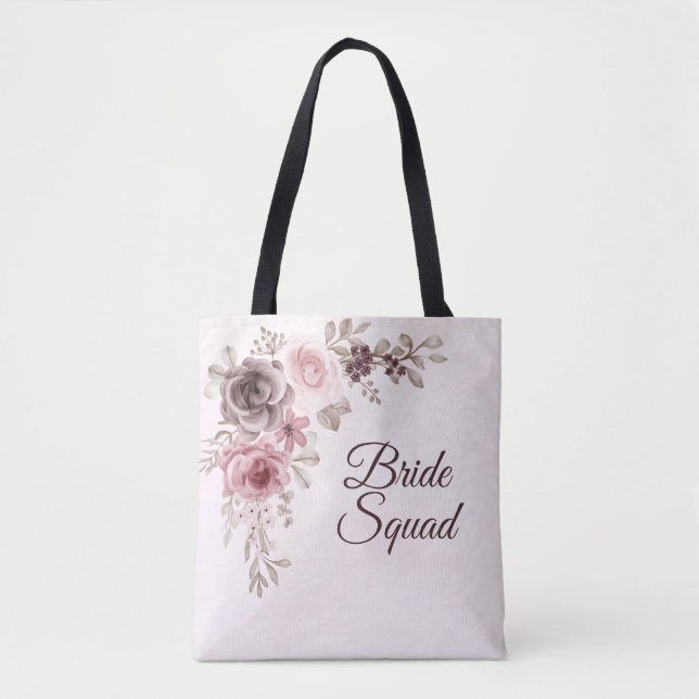 Tote Bag Roses vintages et fleurs en rose (Devant)