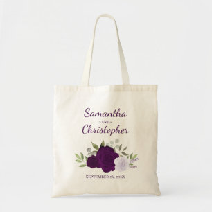 Tote Bag Roses Violettes Boho Noms Élégants des Mariés Mari