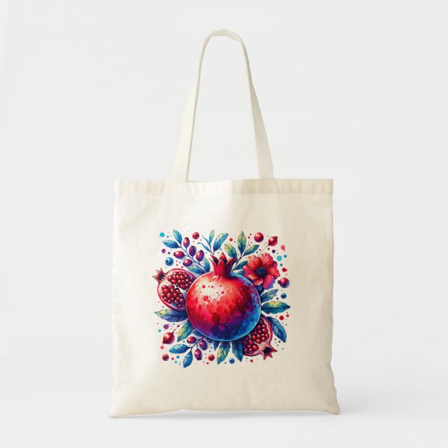 Tote Bag Rosh Hashana Eau couleur grenade (Devant)