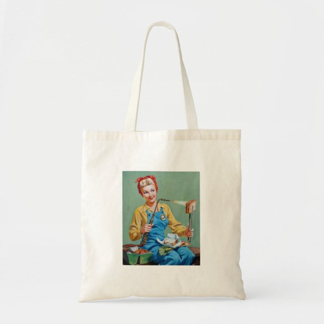 Tote Bag Rosie le Riveter fait du fromage rôti (Devant)