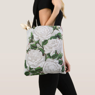 Tote Bag Rosier grimpant blanc victorien antique de jardin