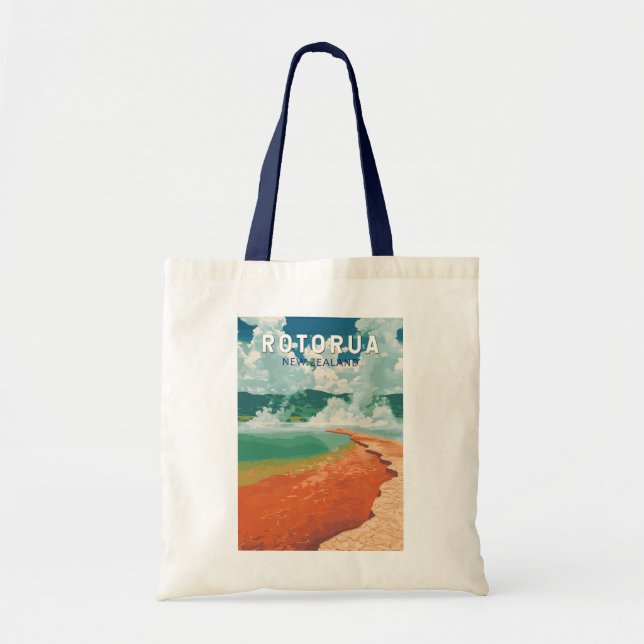 Tote Bag Rotorua Nouvelle-Zélande Illustration Voyage Art R (Devant)