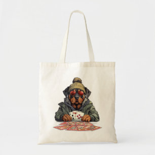 Tote Bag Rottweiler Chien Jouer des cartes