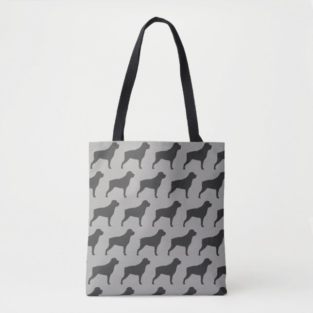 Tote Bag Rottweiler Chien race Silhouettes Motif Gris (Devant)