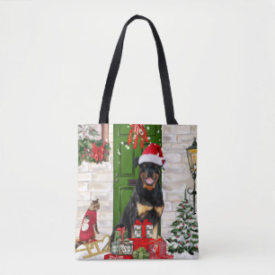 Tote Bag Rotweiler Chien Noël