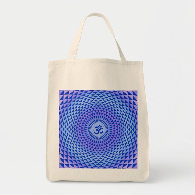 Tote Bag Roue de méditation de fleurs de Lotus mauve OM (Devant)
