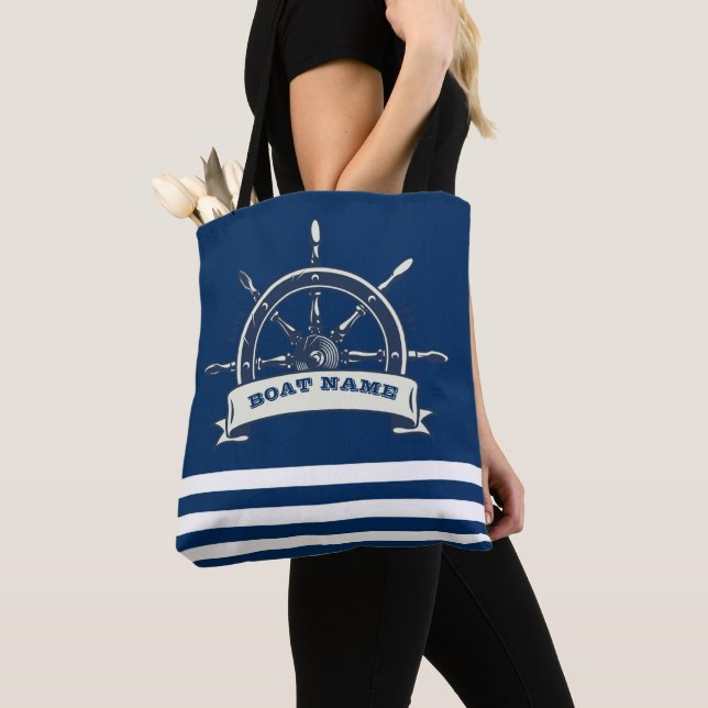 Tote Bag Roue nautique, Bleu de la Marine (De près)