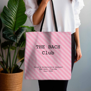 Tote Bag Rouge à Lèvres Rose Rayé Demoiselle d'Honneur Ente