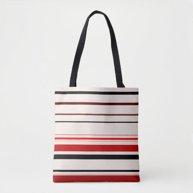 Tote Bag Rouge Beige Brown rayures (Devant)
