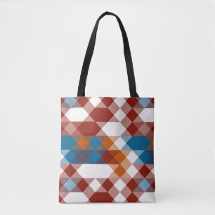 Tote Bag rouge blanc bleu et orange géométrique