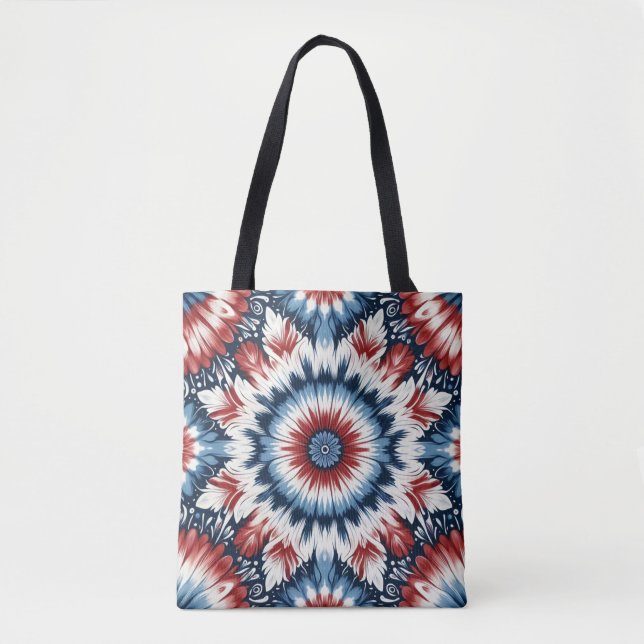 Tote Bag Rouge, Blanc & Bleu Tie-dye (Devant)