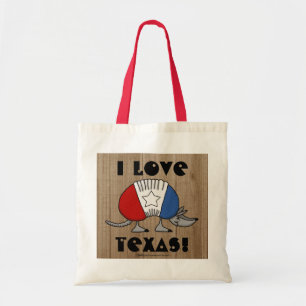 Tote Bag Rouge, Blanc et Bleu Armadillo-I Love Texas !