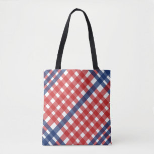 Tote Bag Rouge, blanc et bleu En vichy plaid