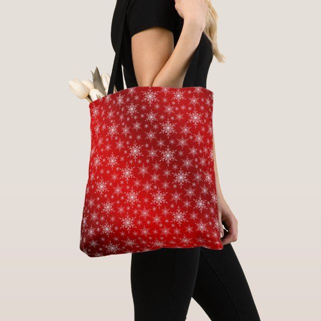 Tote Bag rouge,blanc,étoile, étoiles, Noël + Échantillon, c (De près)