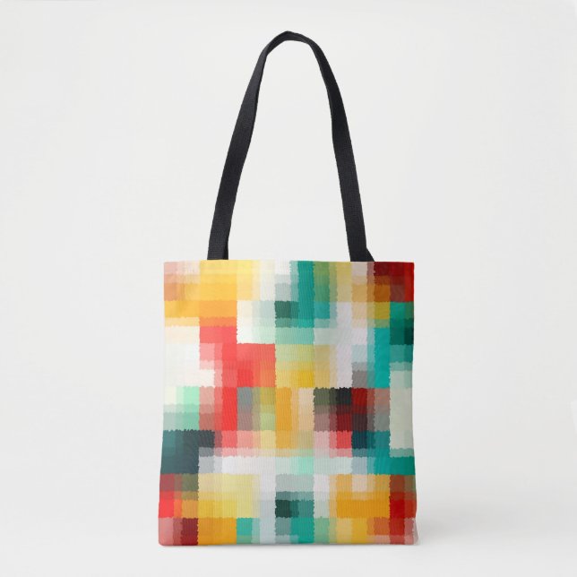 Tote Bag Rouge bleu vert jaune blanc Motif Abstrait (Devant)