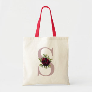 Tote Bag Rouge Bourgogne Blush Rose Monogramme Lettre Maria