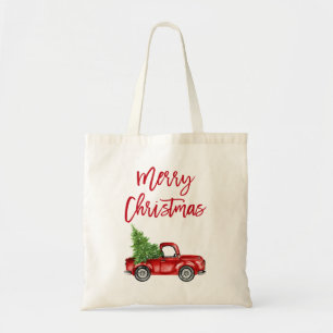 Tote Bag Rouge Bracelet Script Vintage Camion Rouge Arbre d