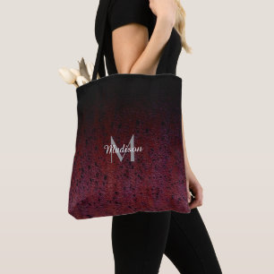 Tote Bag Rouge Brown noir Ombre rouille métal Patina Monogr