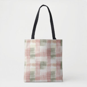 Tote Bag Rouge Chic Menthe Crème Carreaux Rayures