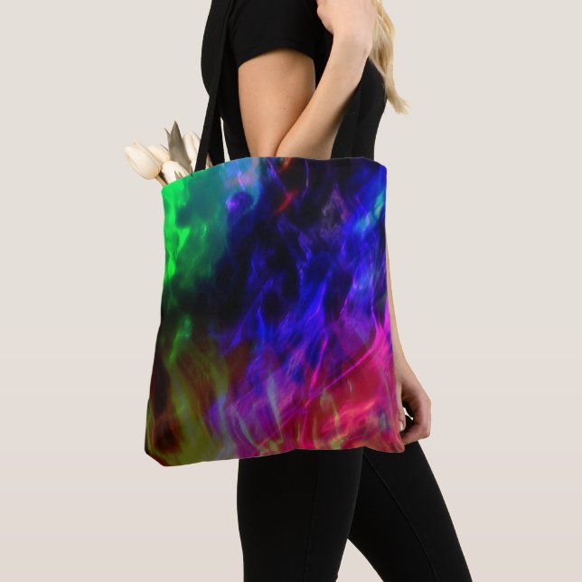 Tote Bag Rouge clair et bleu foncé submergé par des vagues  (De près)