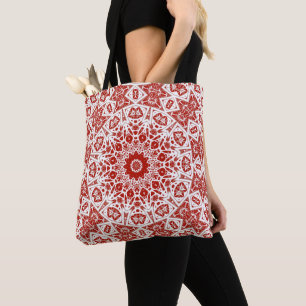 Tote Bag rouge et blanc, bandana ethnique