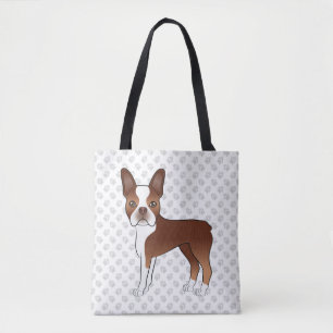 Tote Bag Rouge Et Blanc Boston Terrier Cute Dessin Chien