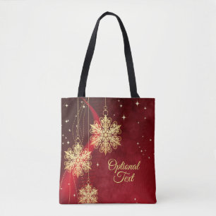 Tote Bag Rouge et or Flambeau de neige Filige personnalisé