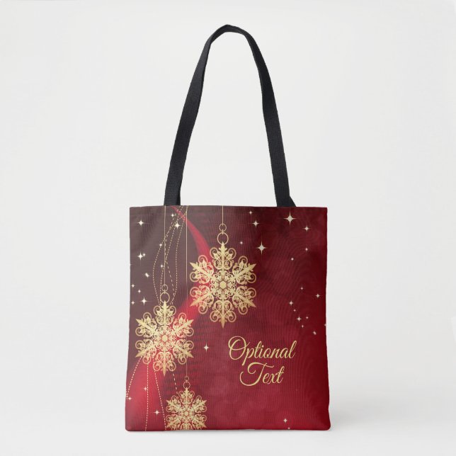 Tote Bag Rouge et or Flambeau de neige Filige personnalisée (Devant)