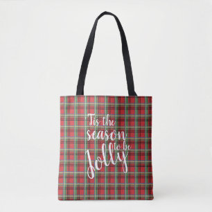 Tote Bag Rouge et vert Tartan Noël Plaid
