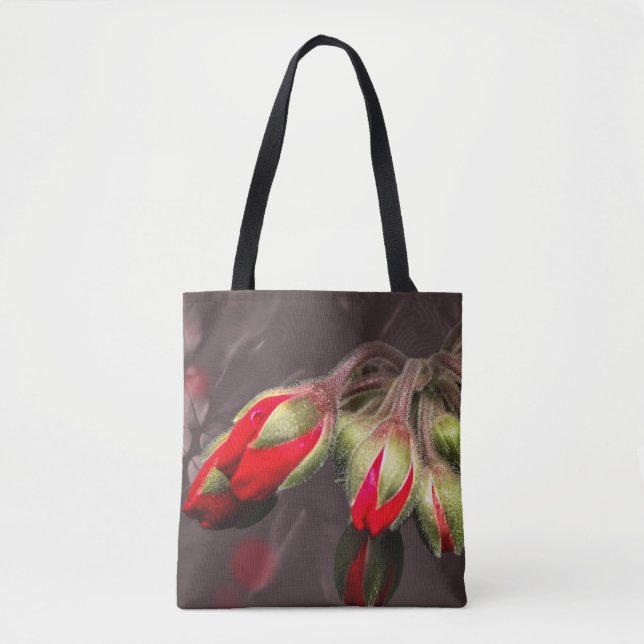 Tote Bag Rouge Fleur Et Élégant Foncé (Devant)