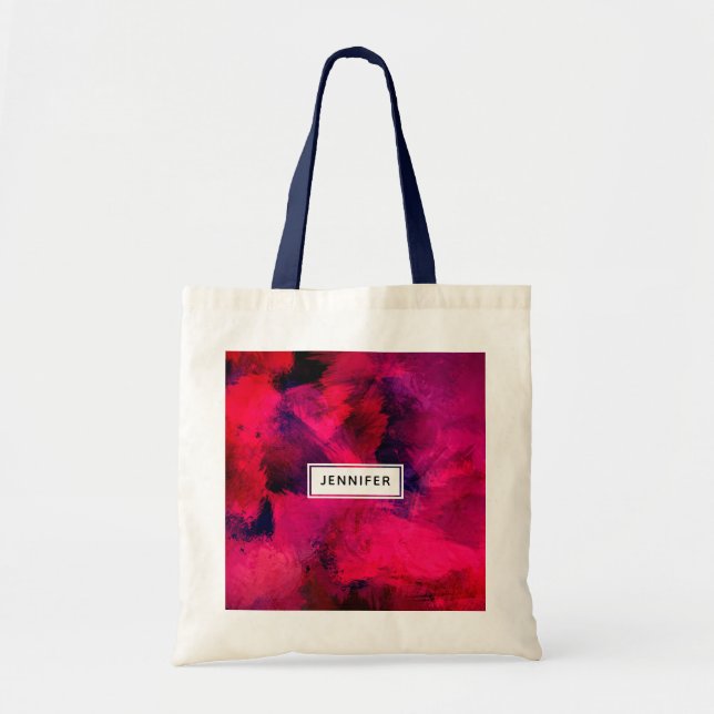 Tote Bag Rouge foncé et violet Gras & Abstrait moderne (Devant)