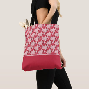 Tote Bag Rouge Grenat Rose Pâle Cœurs Roses Bloc de Couleur