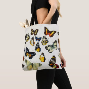 Tote Bag ROUGE JAUNE BLEU BLANC BUTTERFLIES Beauté Nature