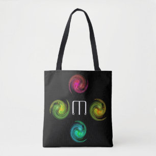 Tote Bag ROUGE JAUNE BLEU CLAIR VORTEX Monogramme Noir