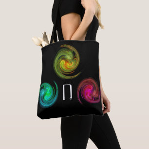 Tote Bag ROUGE JAUNE BLEU CLAIR VORTEX Monogramme Noir