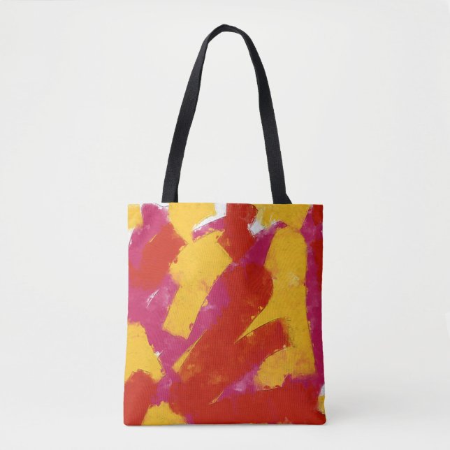 Tote Bag Rouge, jaune et rose (Devant)